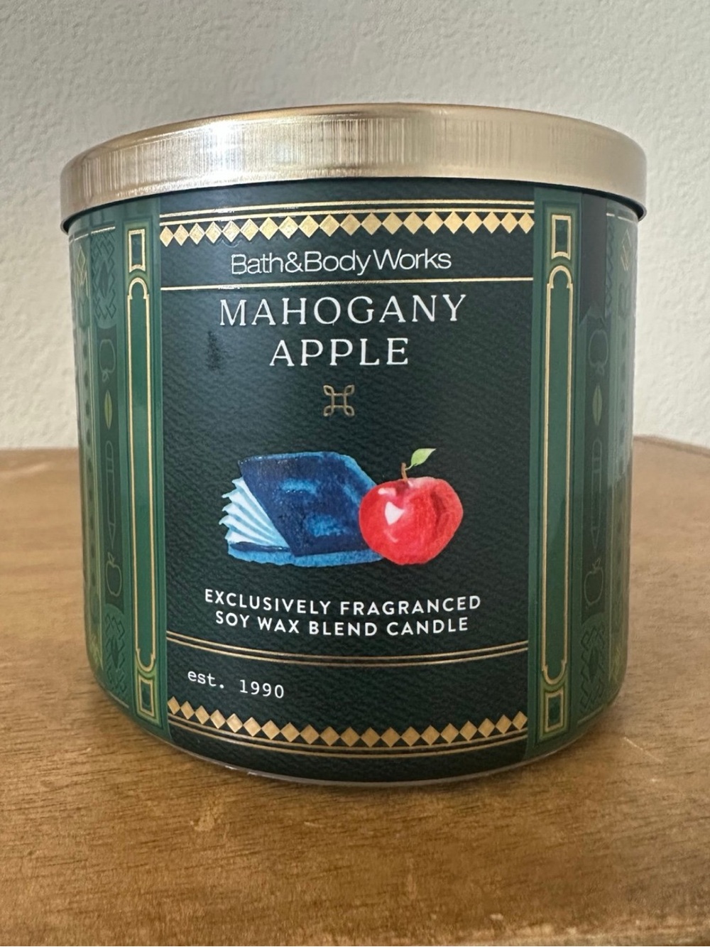 NEW bath and body works MAHOGANY APPLE 3 wick candle NEW